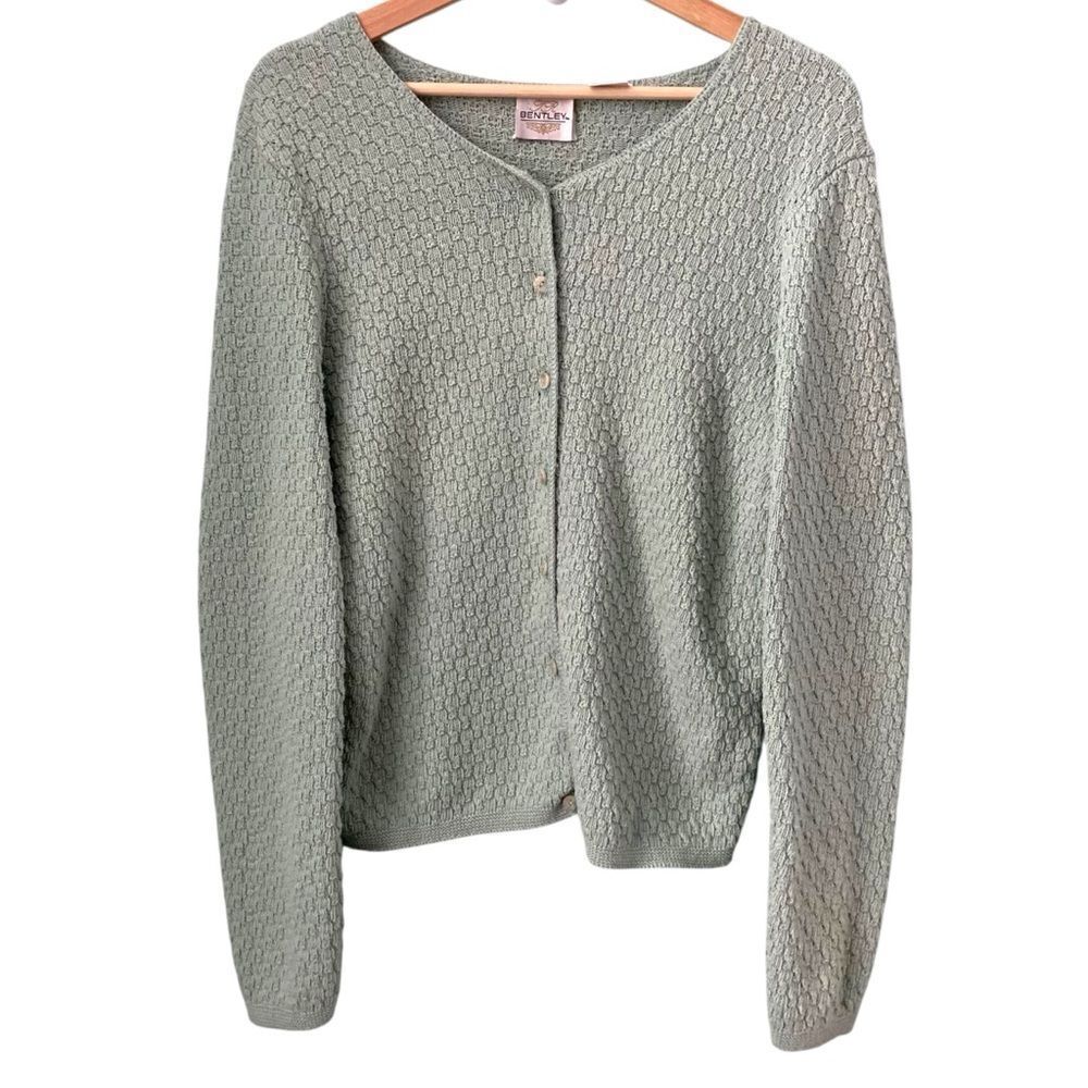 Vintage TR Bentley Mint Green Cottagecore Vibe Front Butoon Cardigan Sweater M